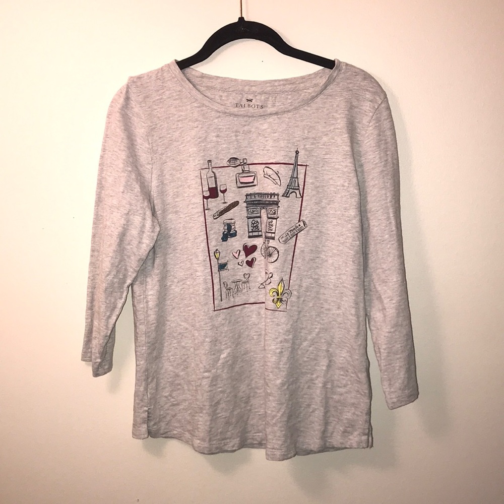 talbots paris graphic three quarter sleeve top